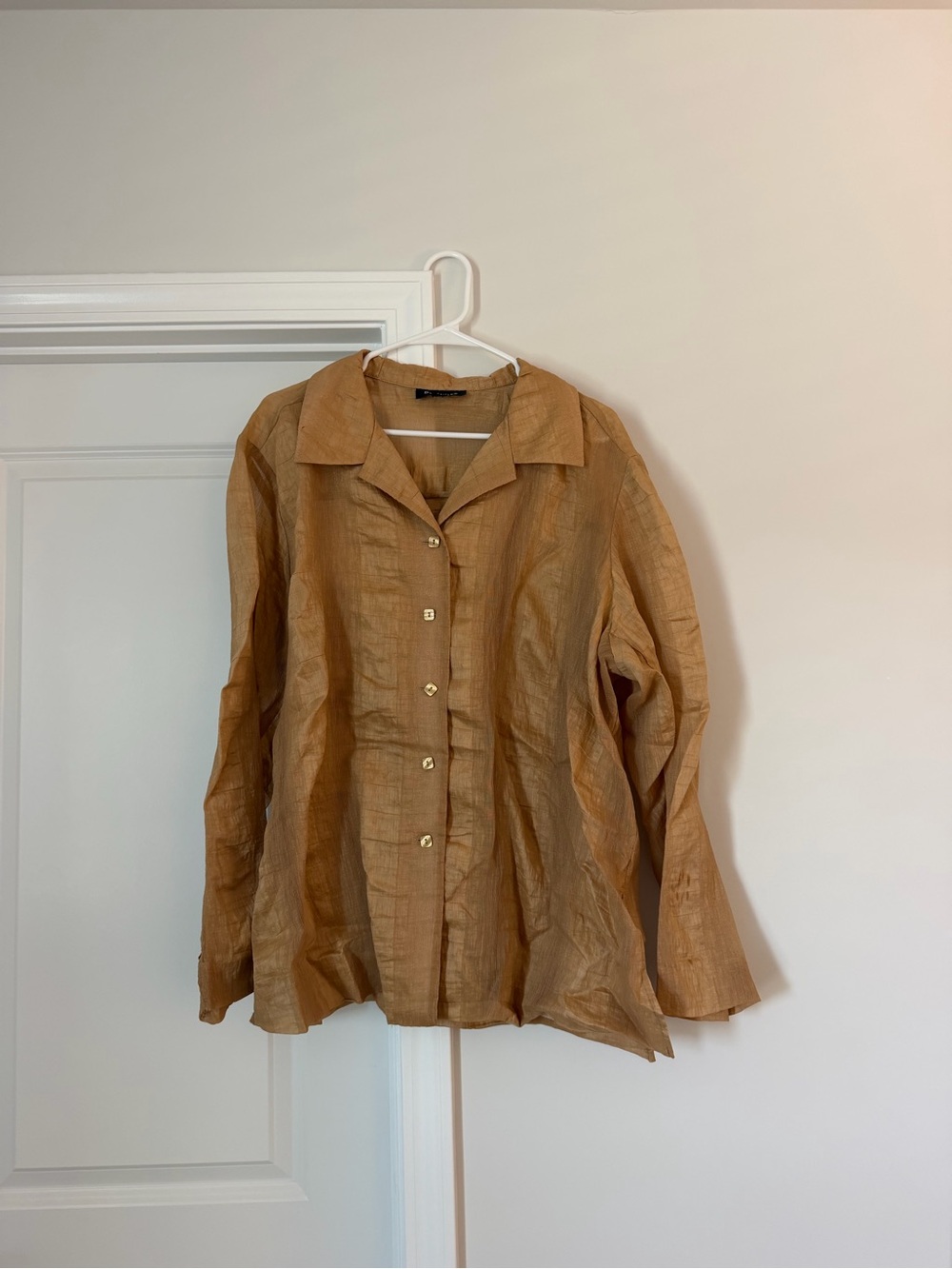 Women's Lightweight Tan Button-Front Shirt